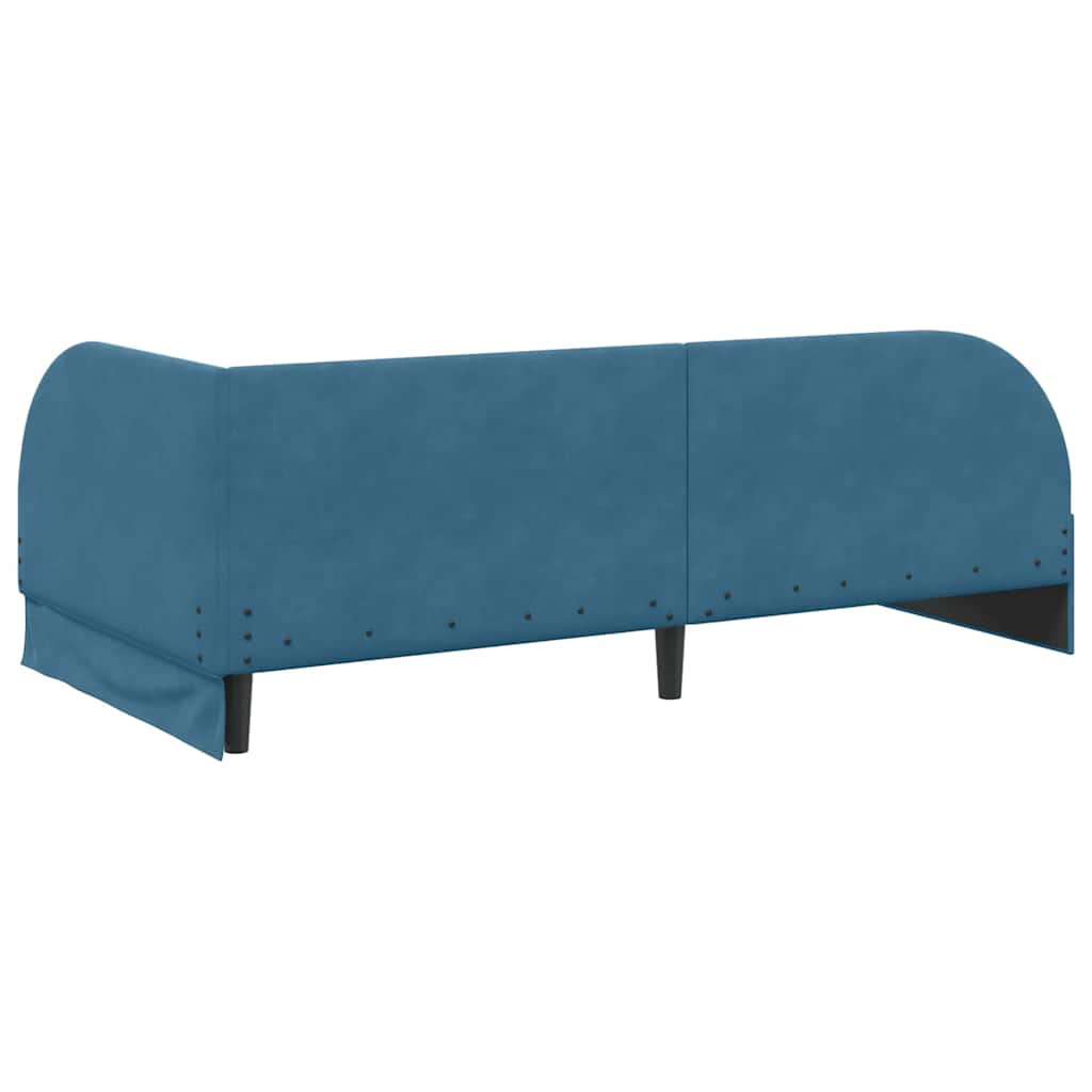 Eckbettgestell mit Kopfteil Blau 80 cm x 200 cm Samt