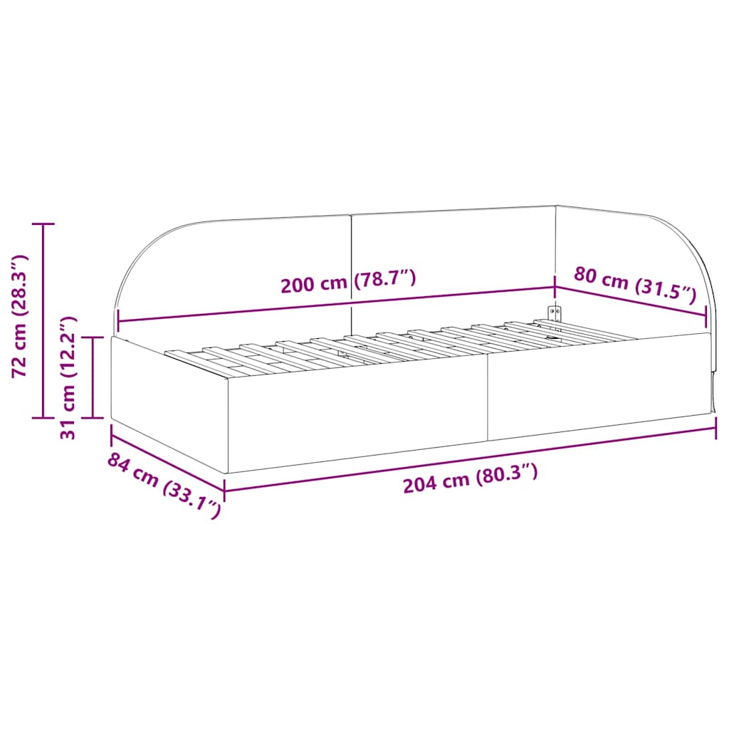 Eckbettgestell mit Kopfteil Hellgrau 80 cm x 200 cm Samt