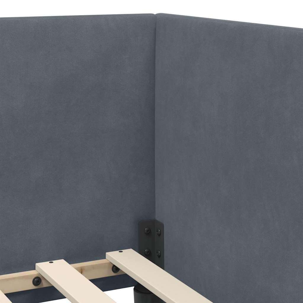Eckbettgestell mit Kopfteil Dunkelgrau 80 cm x 200 cm Samt
