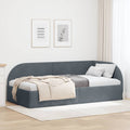 Eckbettgestell mit Kopfteil Dunkelgrau 80 cm x 200 cm Samt