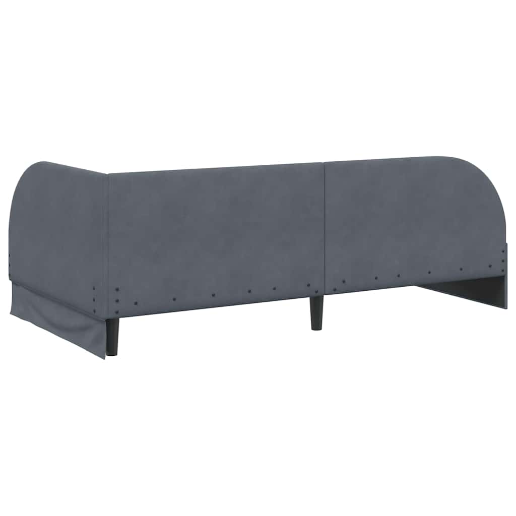 Eckbettgestell mit Kopfteil Dunkelgrau 80 cm x 200 cm Samt