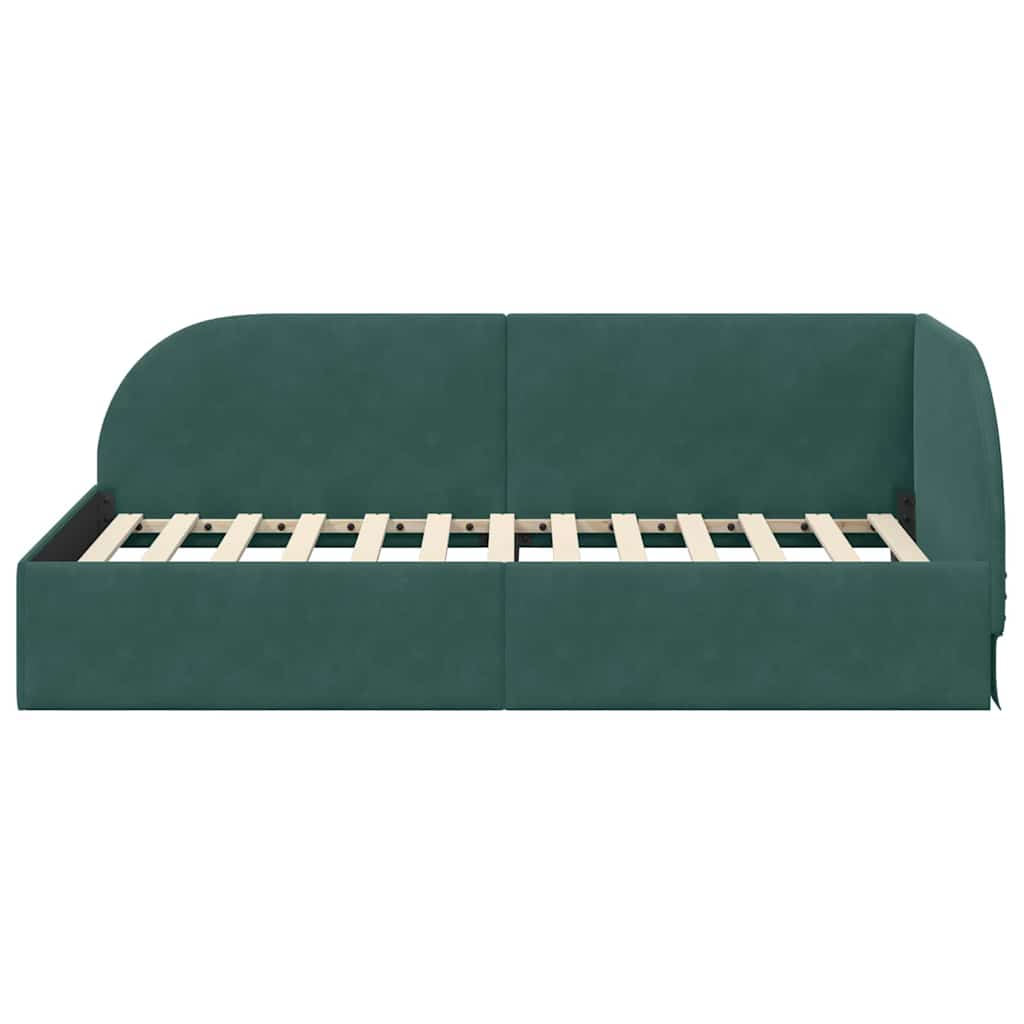 Eckbettgestell mit Kopfteil Dunkelgrün 80 cm x 200 cm Samt