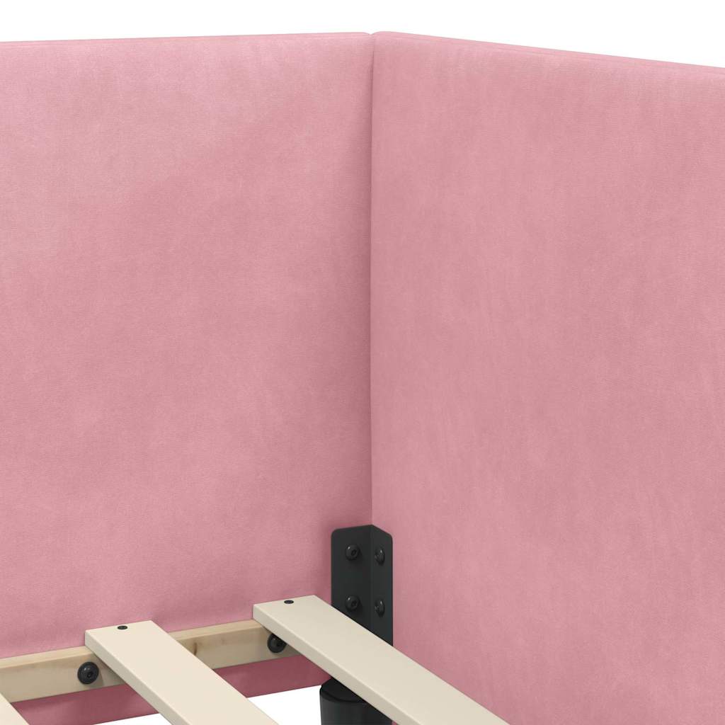 Eckbettgestell mit Kopfteil Rosa 80 cm x 200 cm Samt