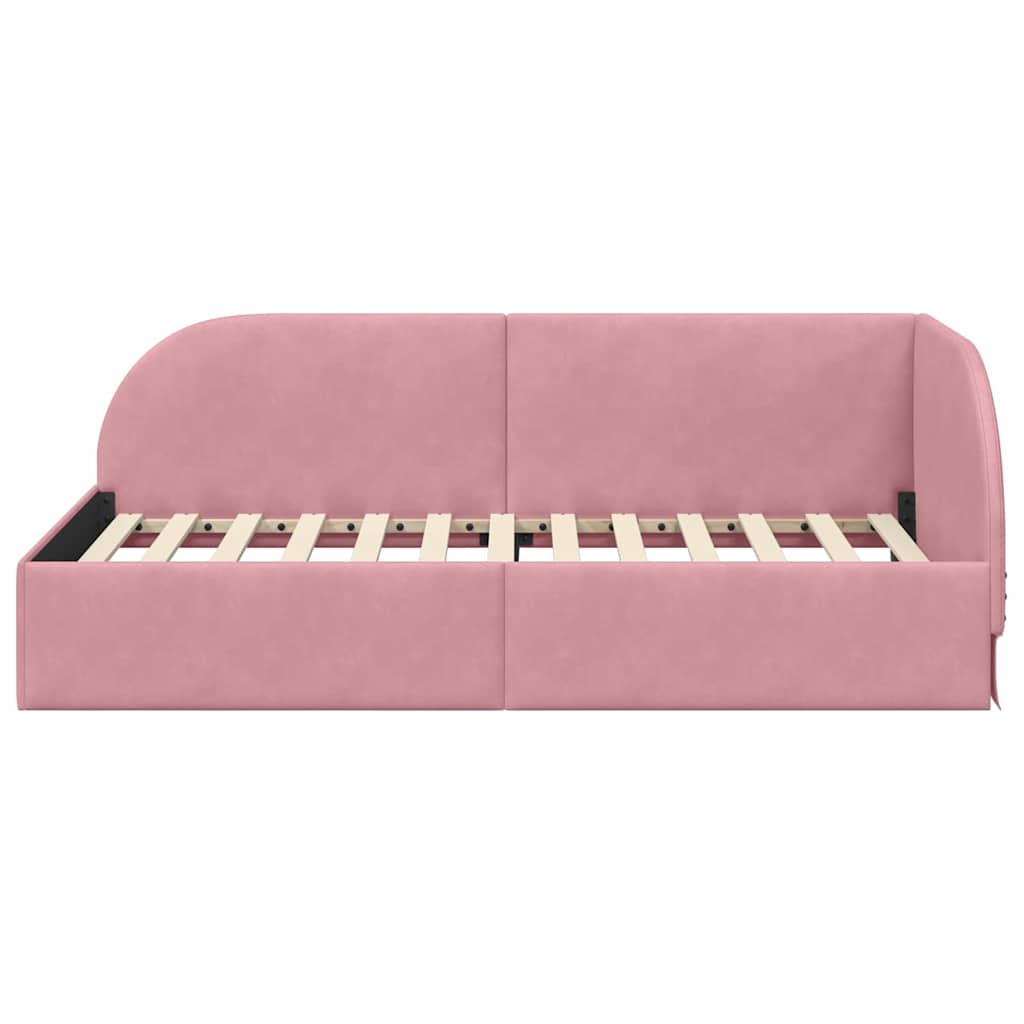 Eckbettgestell mit Kopfteil Rosa 80 cm x 200 cm Samt