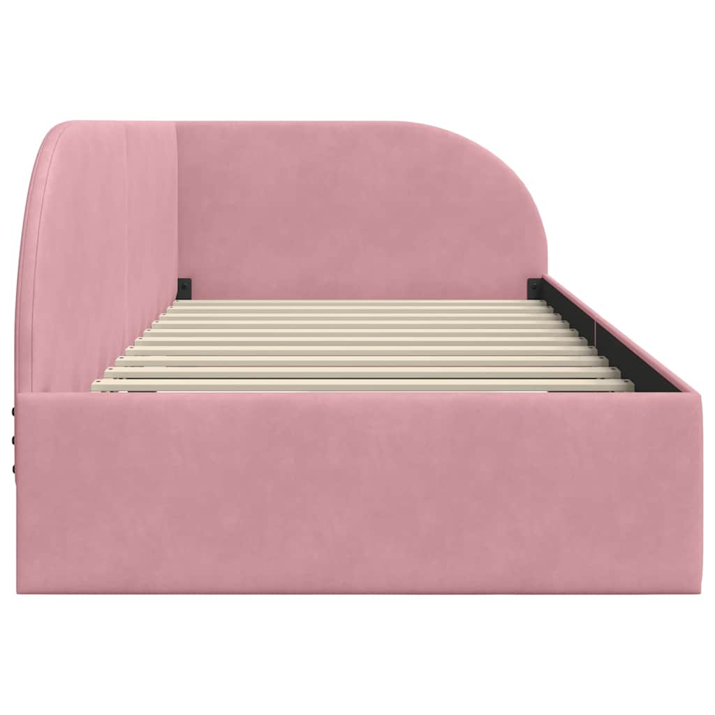 Eckbettgestell mit Kopfteil Rosa 80 cm x 200 cm Samt