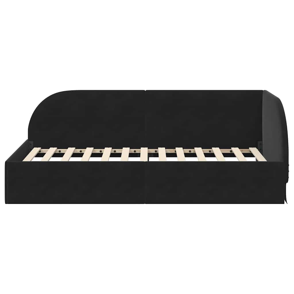 Eckbettgestell mit Kopfteil Schwarz 80 cm x 200 cm Samt