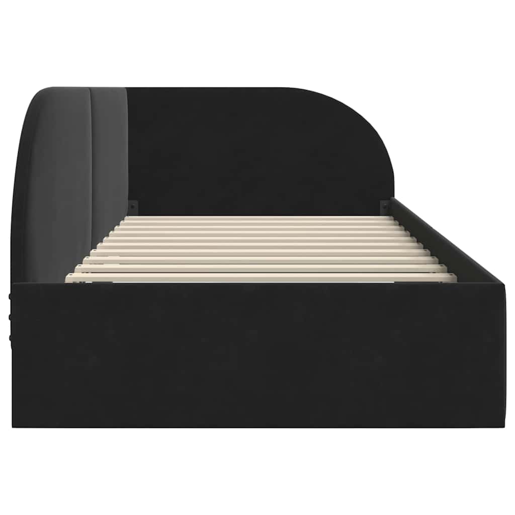 Eckbettgestell mit Kopfteil Schwarz 80 cm x 200 cm Samt