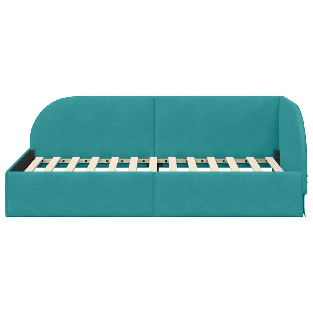 Eckbettgestell mit Kopfteil Türkis 80 cm x 200 cm Samt