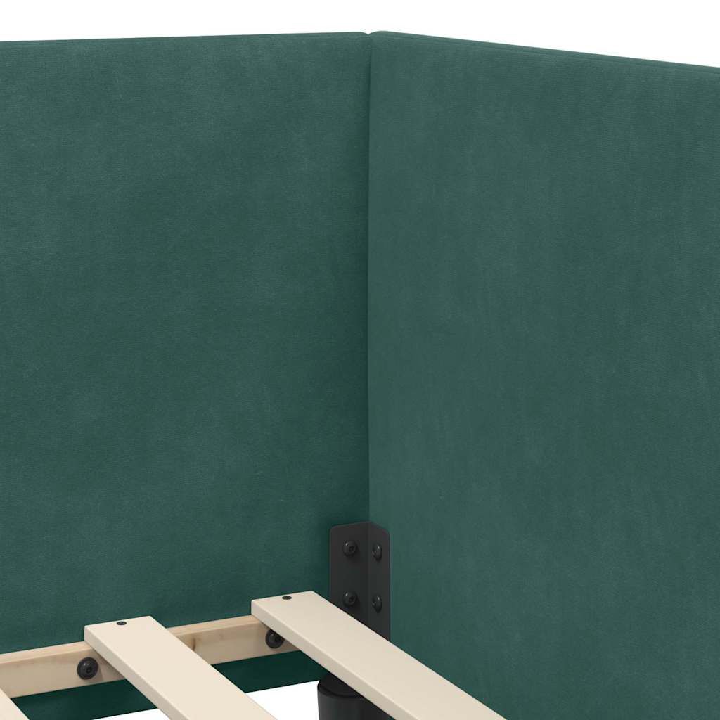 Eckbettgestell mit Kopfteil Dunkelgrün 90 cm x 190 cm Samt