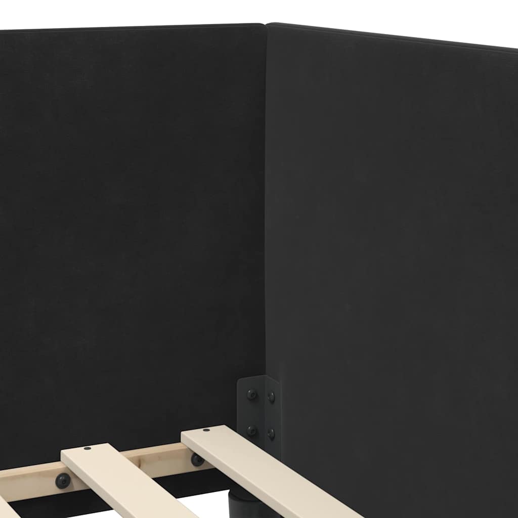 Eckbettgestell mit Kopfteil Schwarz 90 cm x 190 cm Samt