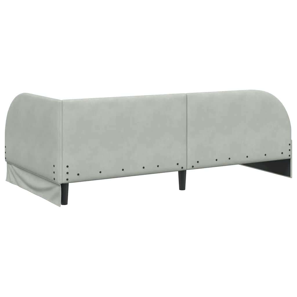 Eckbettgestell mit Kopfteil Hellgrau 90 cm x 200 cm Samt