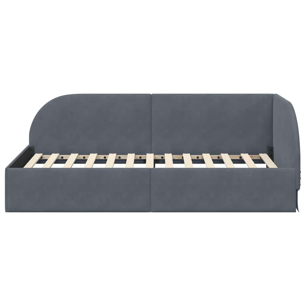 Eckbettgestell mit Kopfteil Dunkelgrau 90 cm x 200 cm Samt