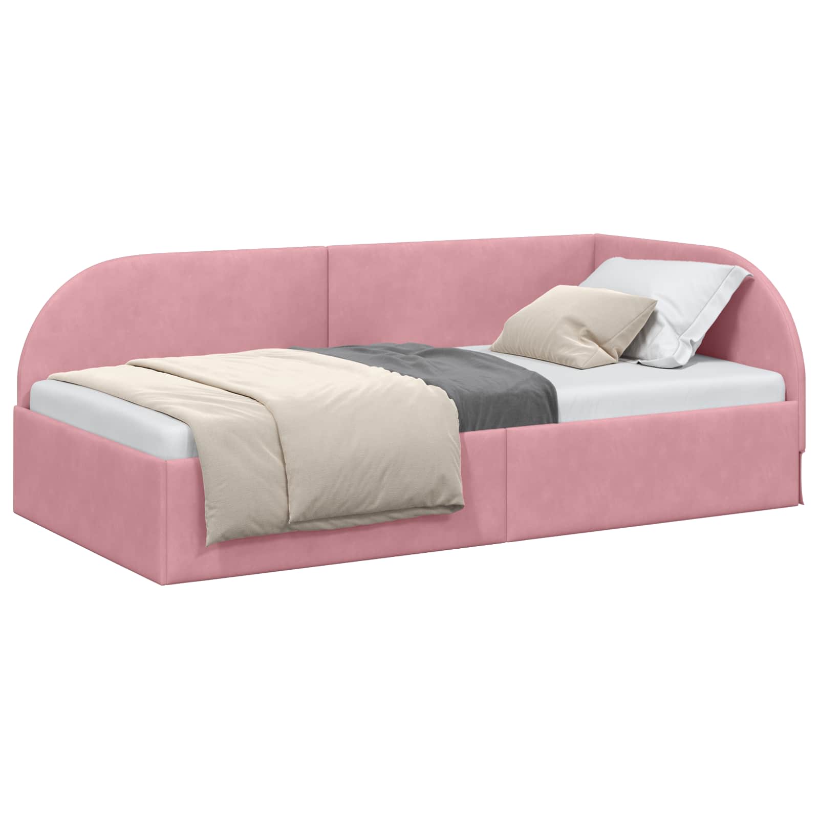 Eckbettgestell mit Kopfteil Rosa 90 cm x 200 cm Samt