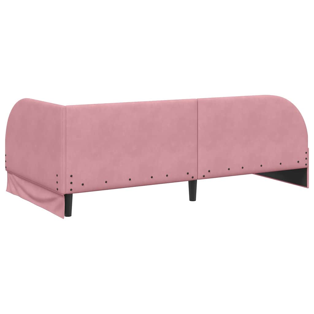 Eckbettgestell mit Kopfteil Rosa 90 cm x 200 cm Samt