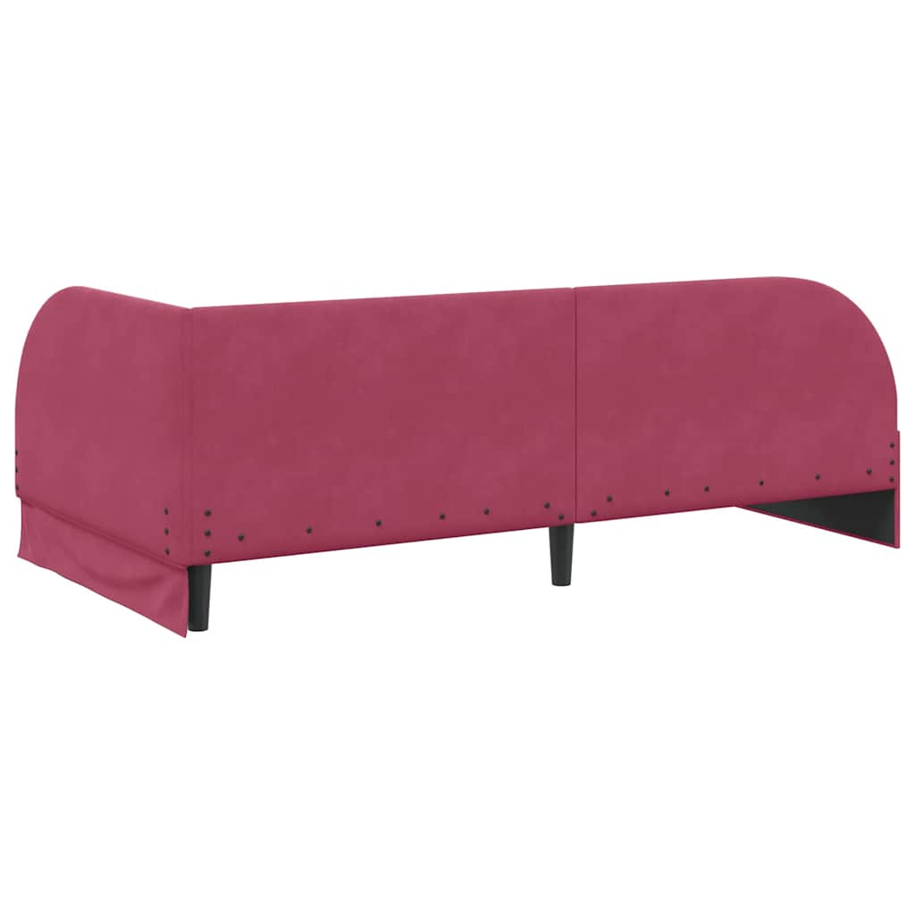 Eckbettgestell mit Kopfteil Weinrot 90 cm x 200 cm Samt