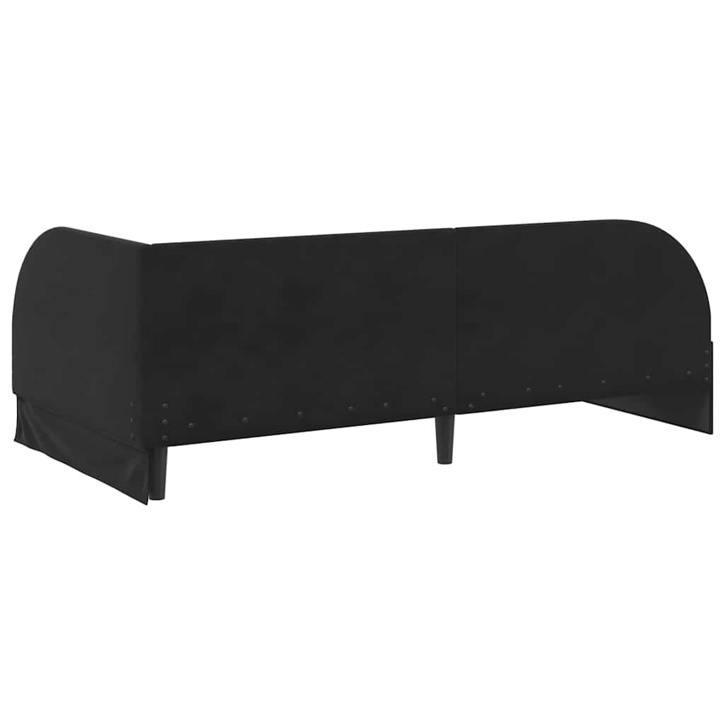 Eckbettgestell mit Kopfteil Schwarz 90 cm x 200 cm Samt