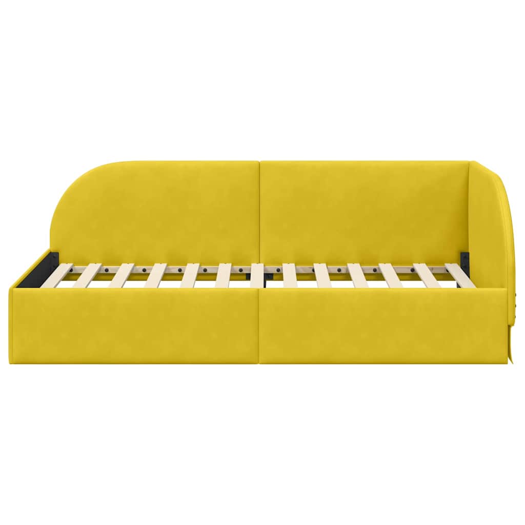 Eckbettgestell mit Kopfteil Gelb 90 cm x 200 cm Samt