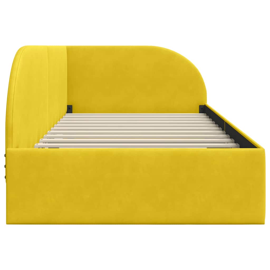 Eckbettgestell mit Kopfteil Gelb 90 cm x 200 cm Samt