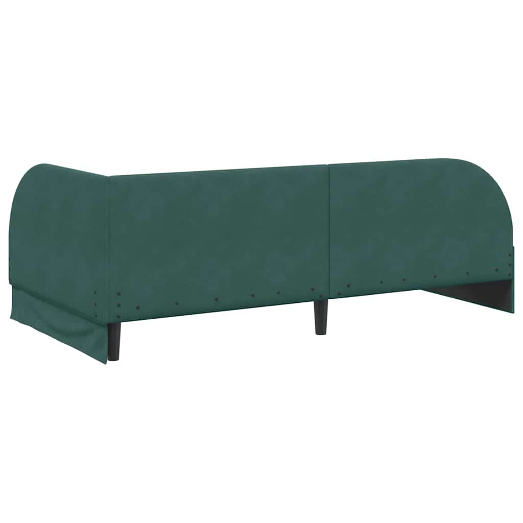 Eckbettgestell mit Kopfteil Dunkelgrün 100 cm x 200 cm Samt