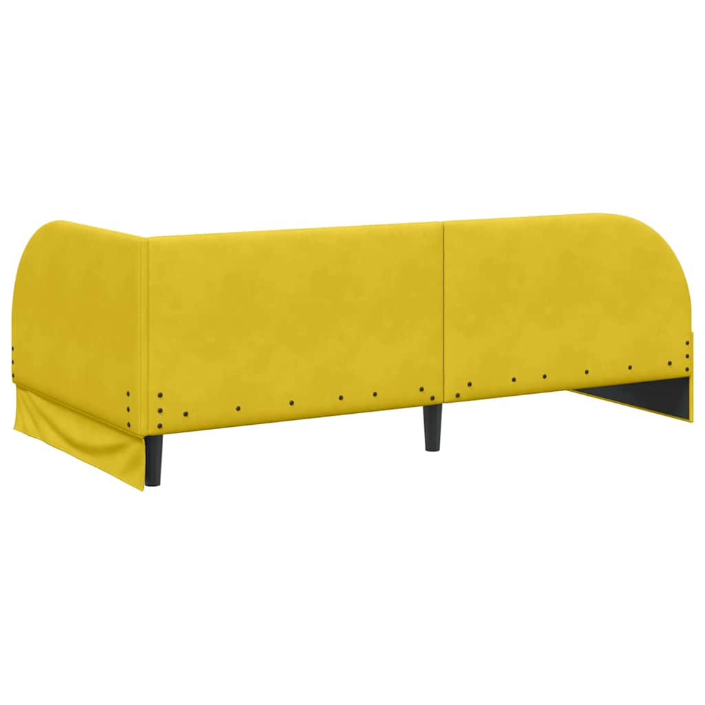 Eckbettgestell mit Kopfteil Gelb 100 cm x 200 cm Samt