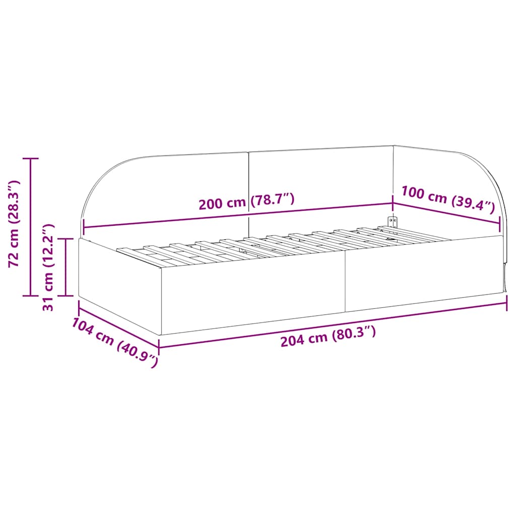 Eckbettgestell mit Kopfteil Gelb 100 cm x 200 cm Samt