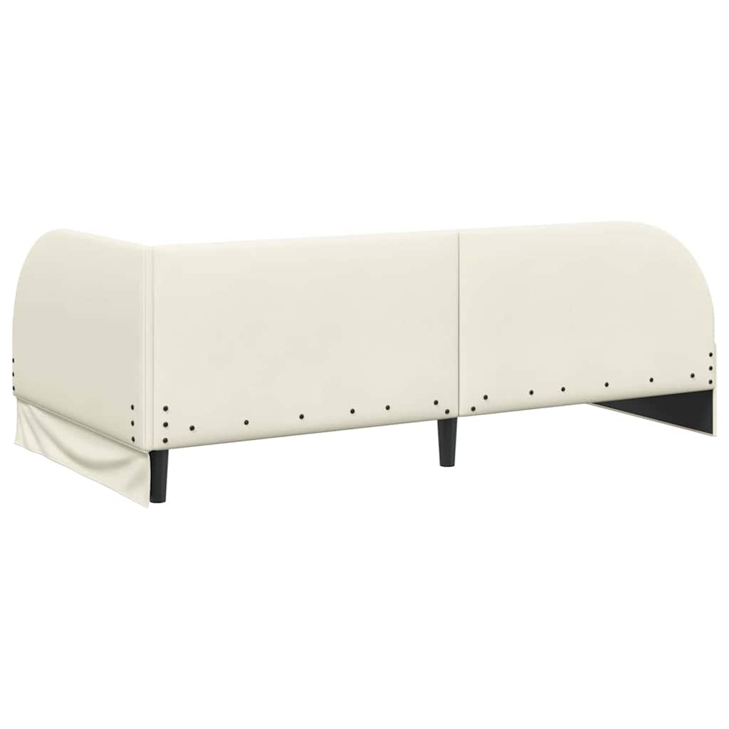 Eckbettgestell mit Kopfteil Creme 100 cm x 200 cm Samt