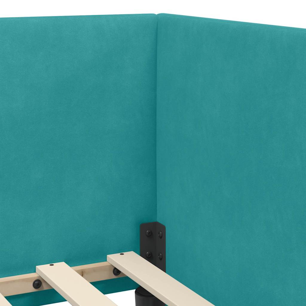 Eckbettgestell mit Kopfteil Türkis 100 cm x 200 cm Samt