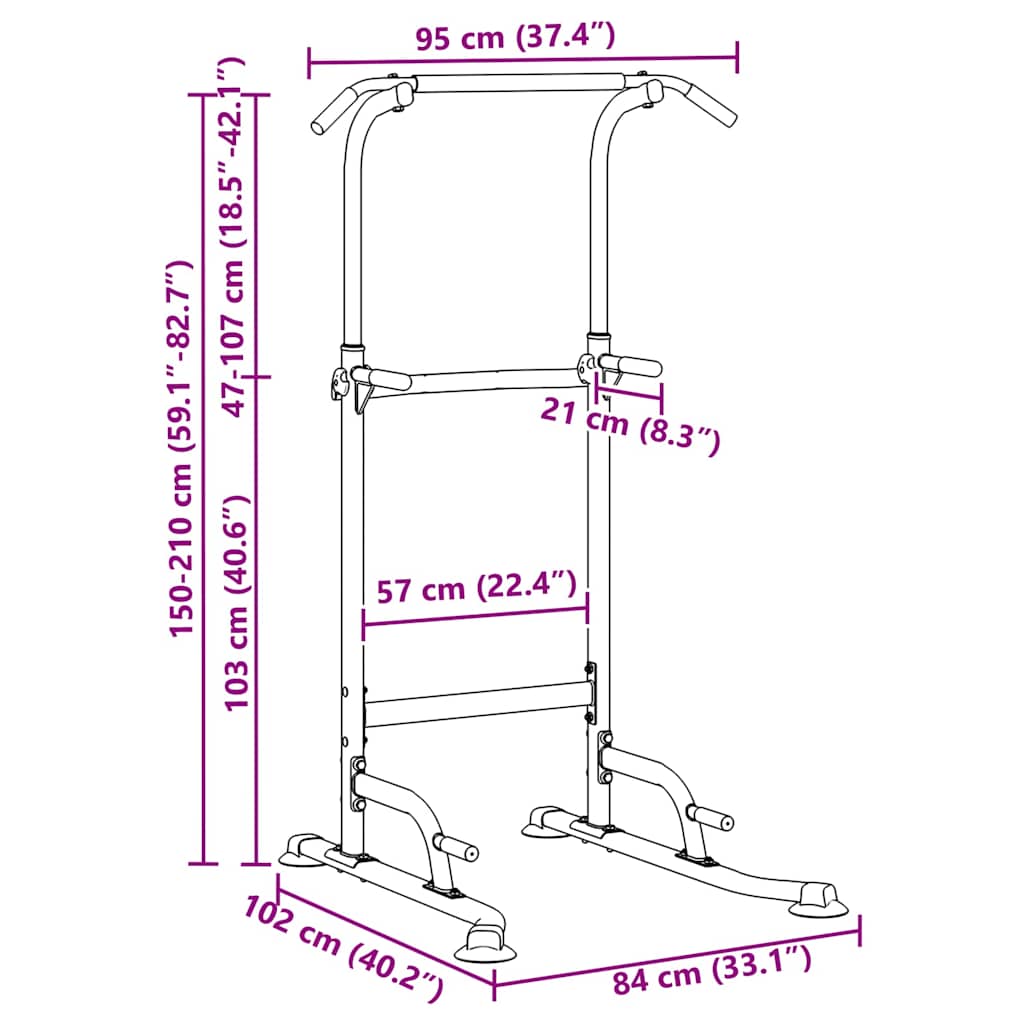 Power Turm Dip Station Schwarz 102 x 95 x 210 cm