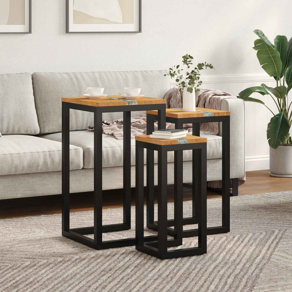 Nestingtisch 3 Stk. Braun Massives Teakholz