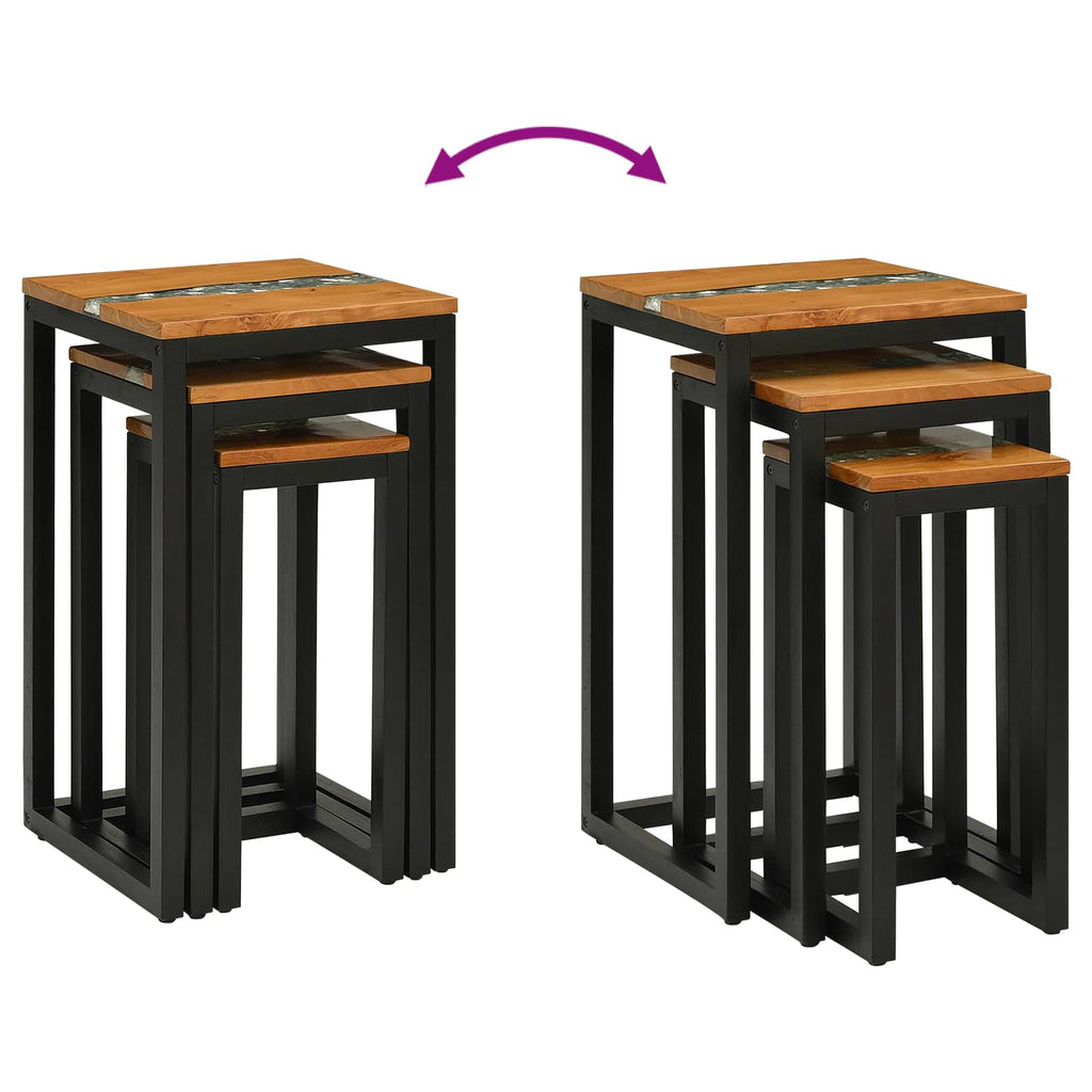 Nestingtisch 3 Stk. Braun Massives Teakholz