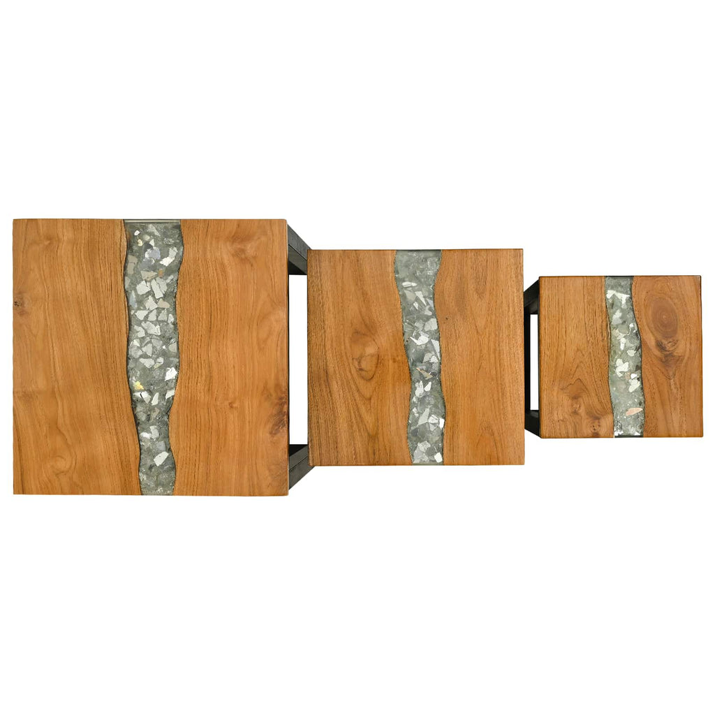 Nestingtisch 3 Stk. Braun Massives Teakholz