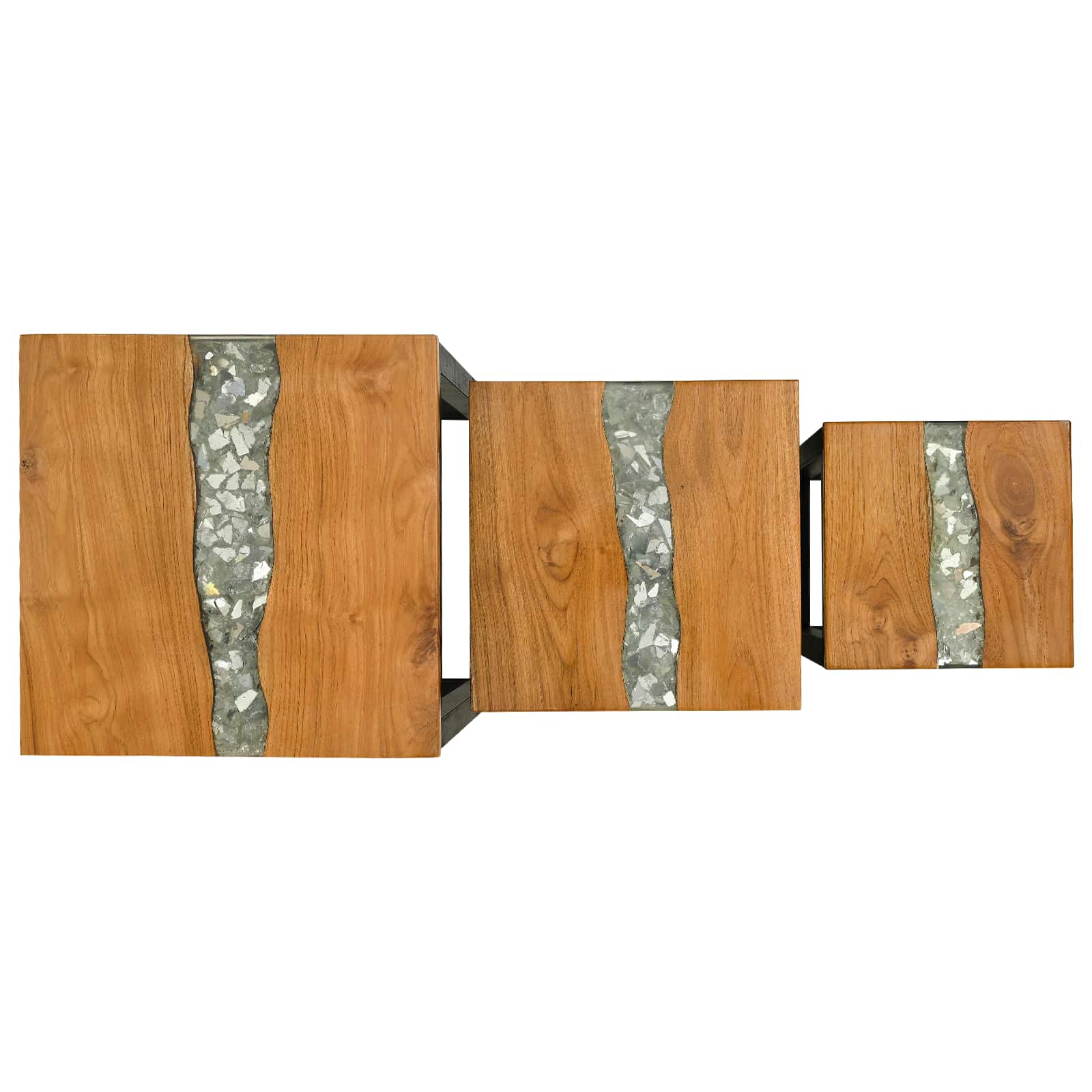 Nestingtisch 3 Stk. Braun Massives Teakholz