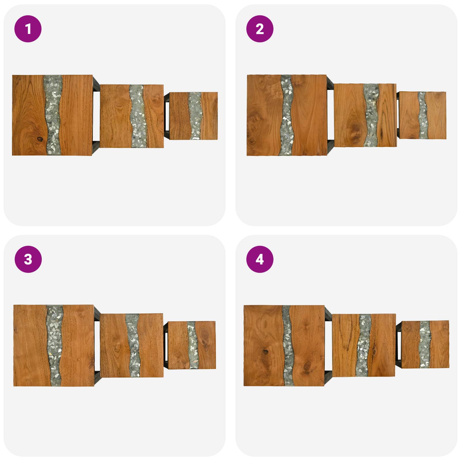Nestingtisch 3 Stk. Braun Massives Teakholz