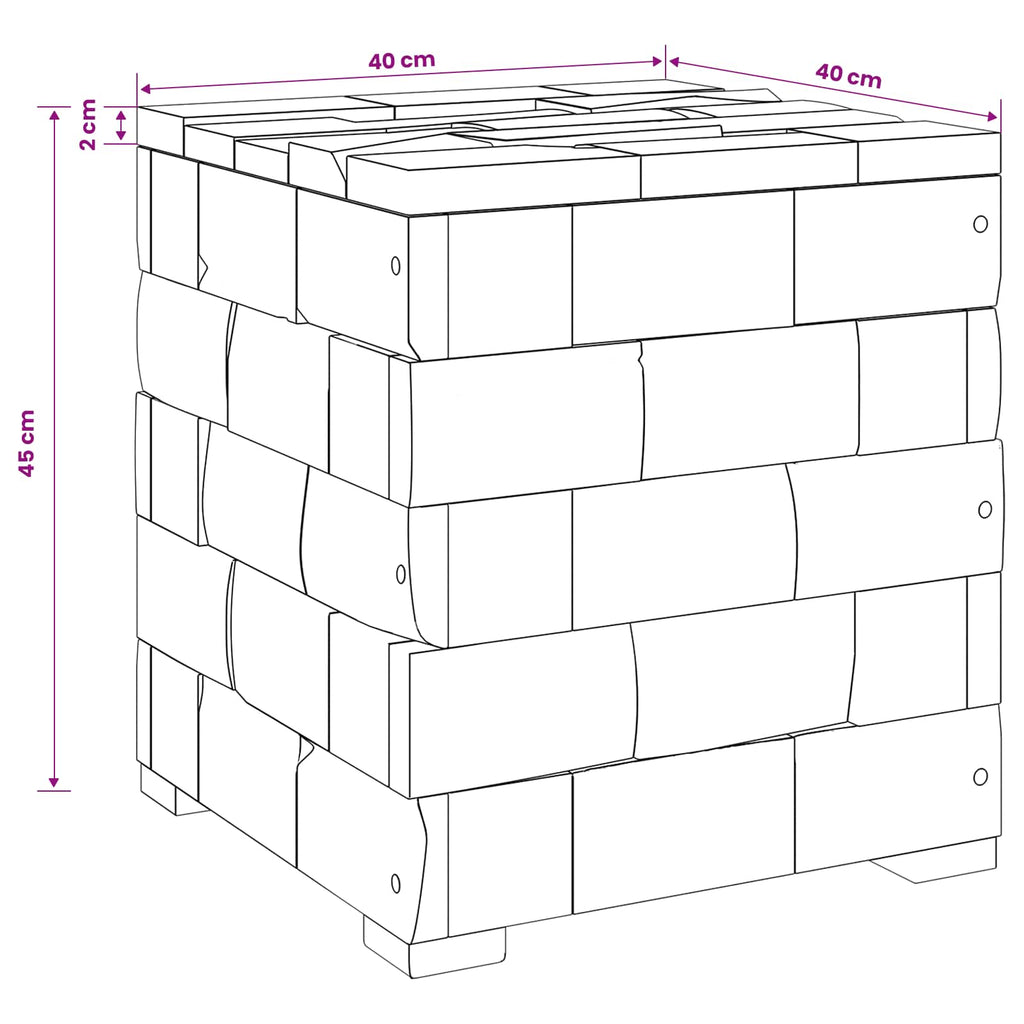 Aufbewahrungshocker Braun 40 x 40 x 45 cm Massives Teakholz