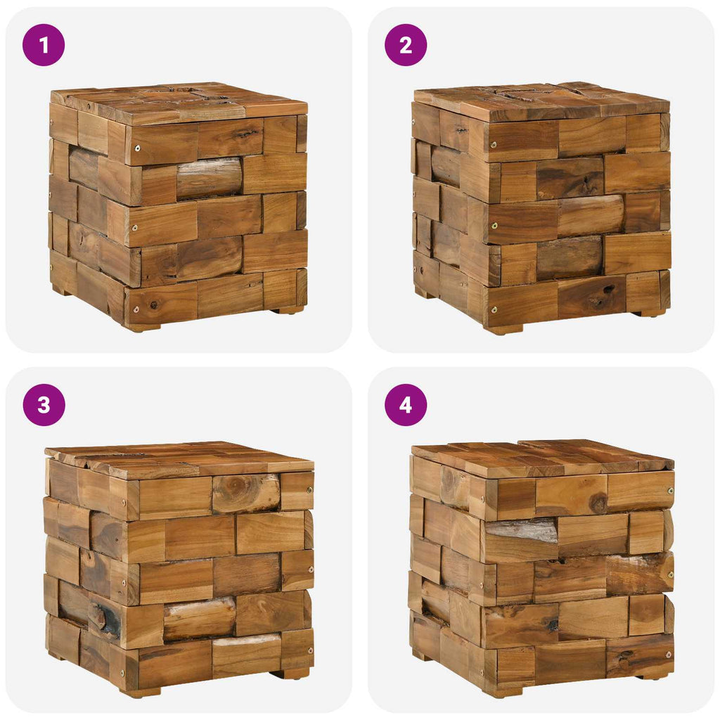 Aufbewahrungshocker Braun 40 x 40 x 45 cm Massives Teakholz