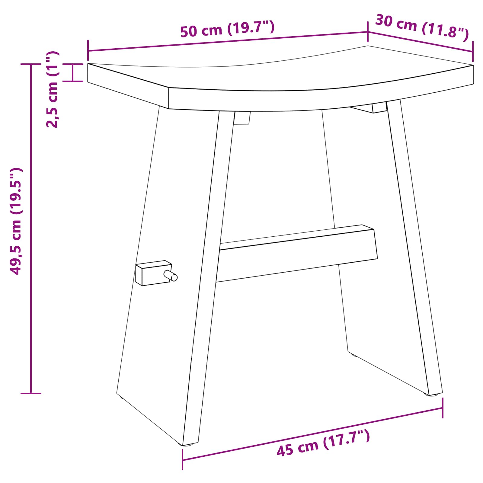 Badezimmer Hocker Braun 50 x 29,5 x 50,5 cm Massivholz Teak