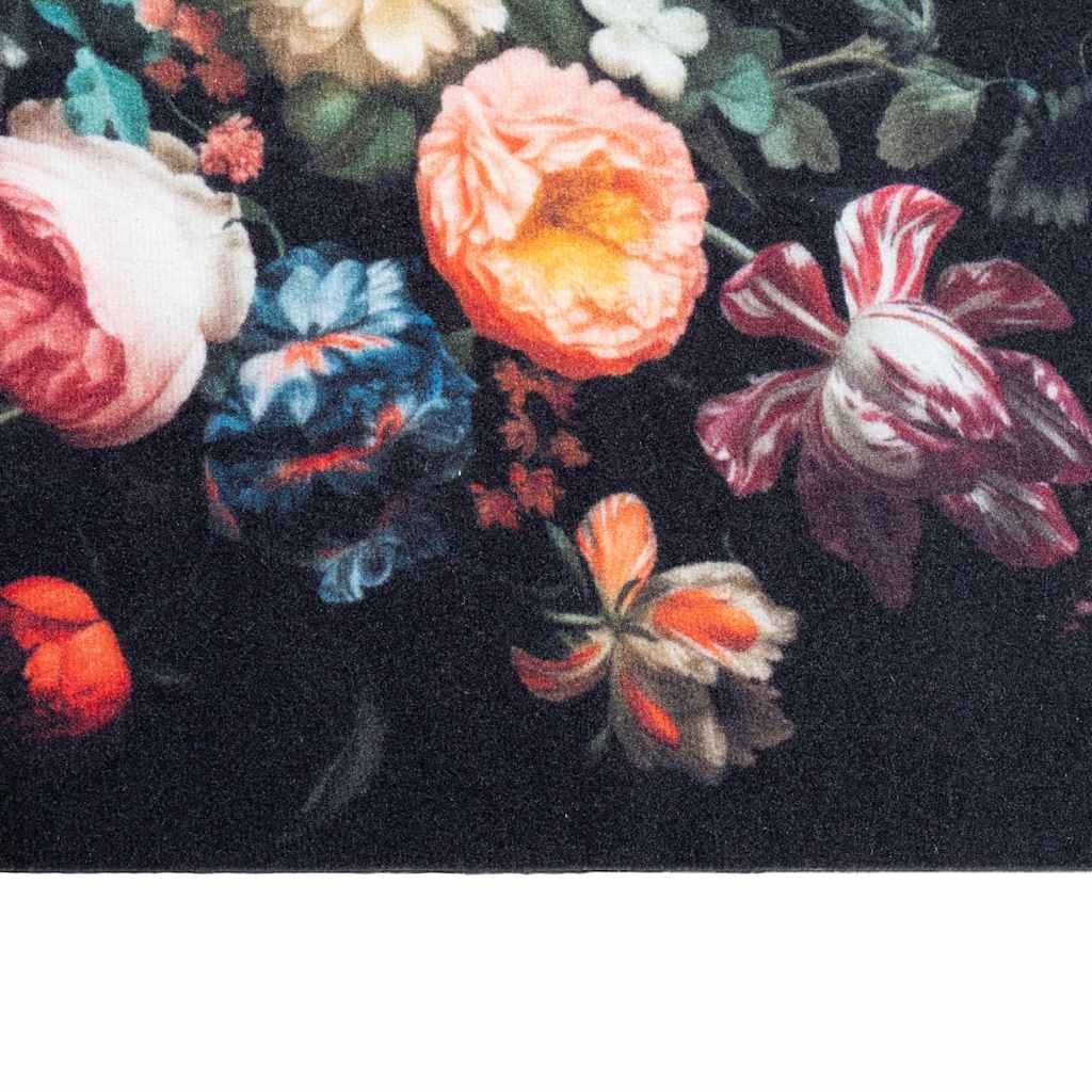Küchen Teppich Schwarz 180 x 60 cm Samt