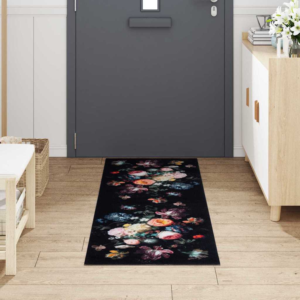 Küchen Teppich Schwarz 180 x 60 cm Samt