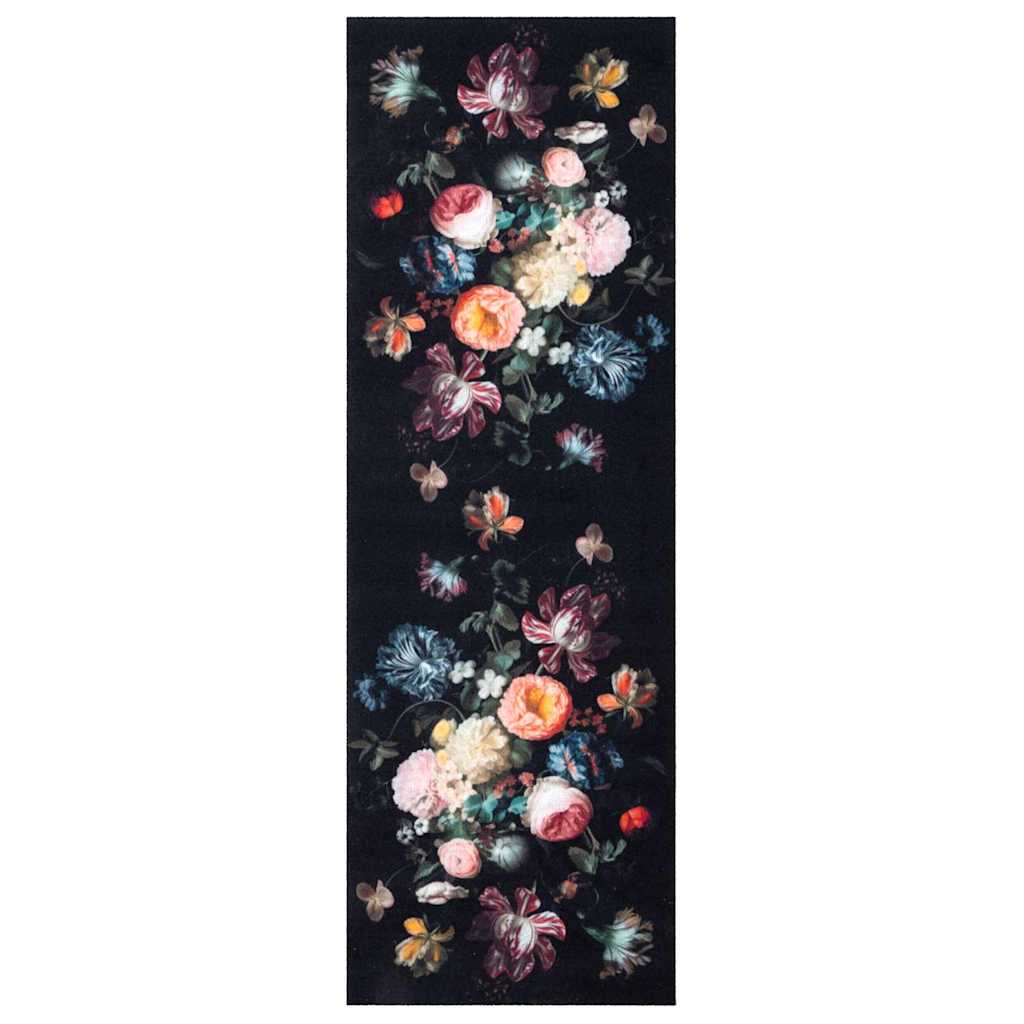 Küchen Teppich Schwarz 180 x 60 cm Samt