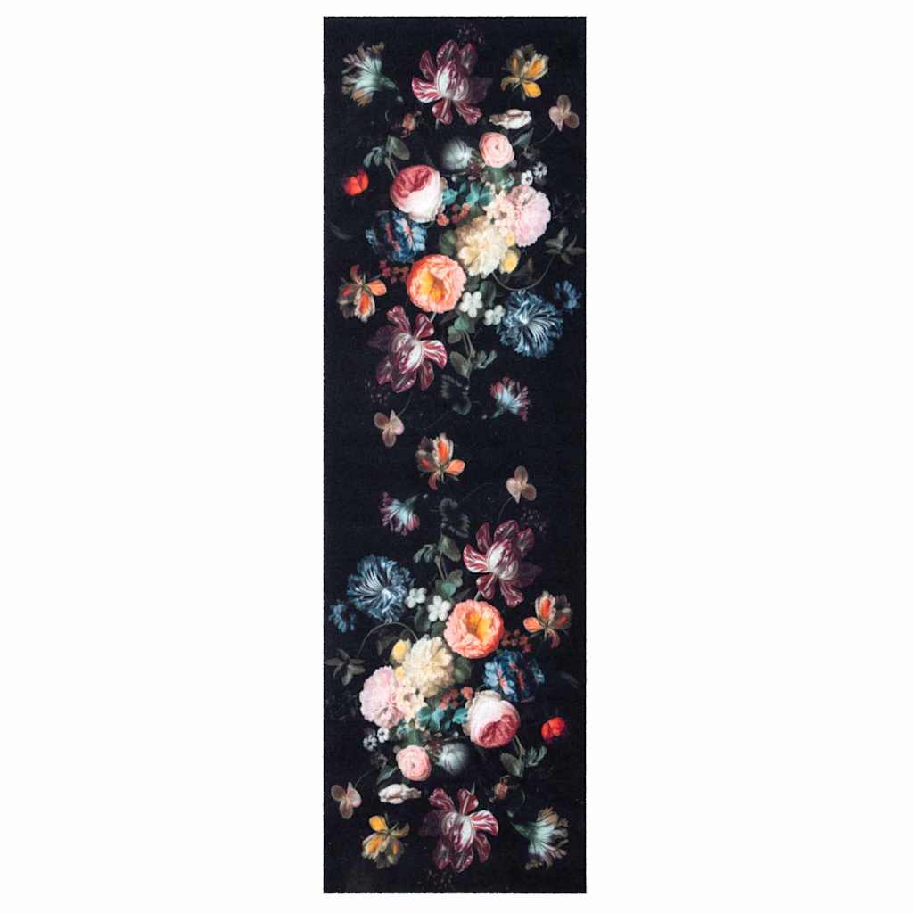 Küchen Teppich Schwarz 150 x 45 cm Samt