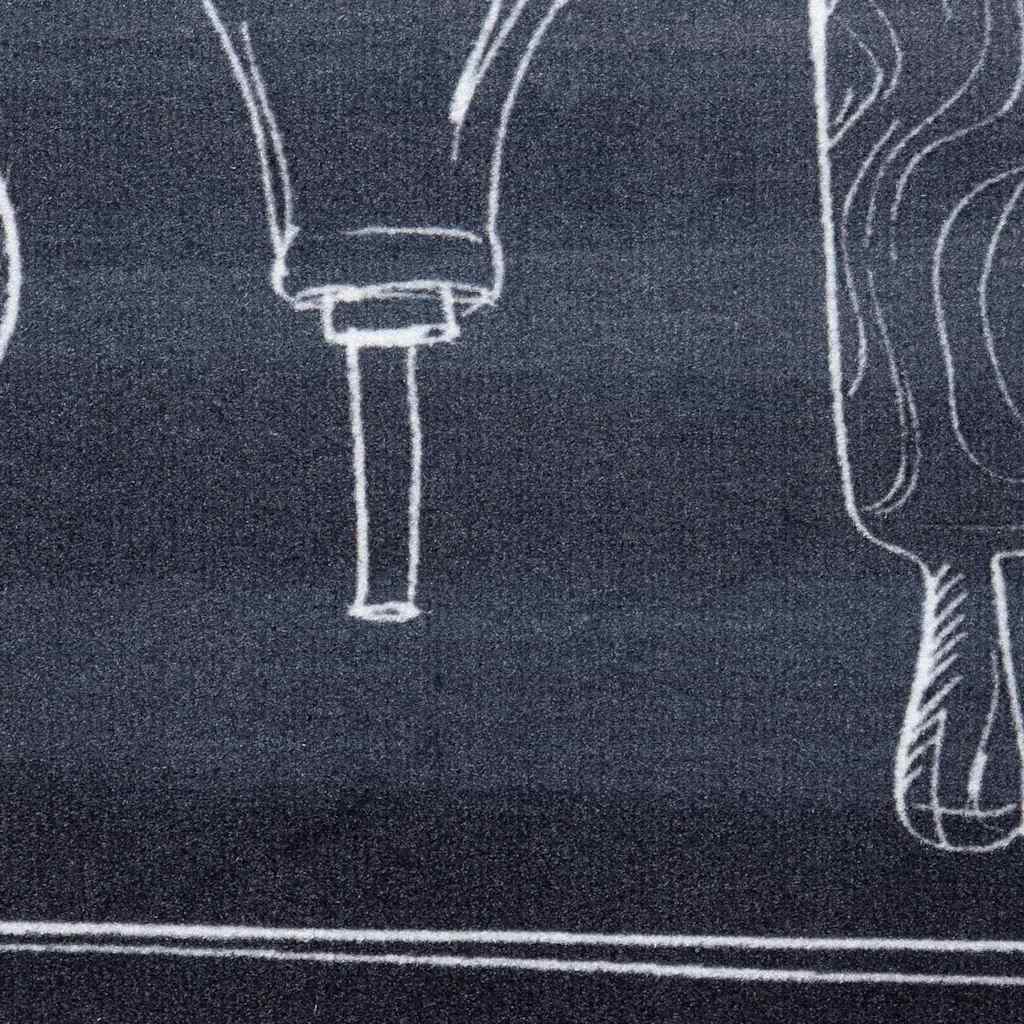 Küchen Teppich Schwarz 180 x 60 cm Samt