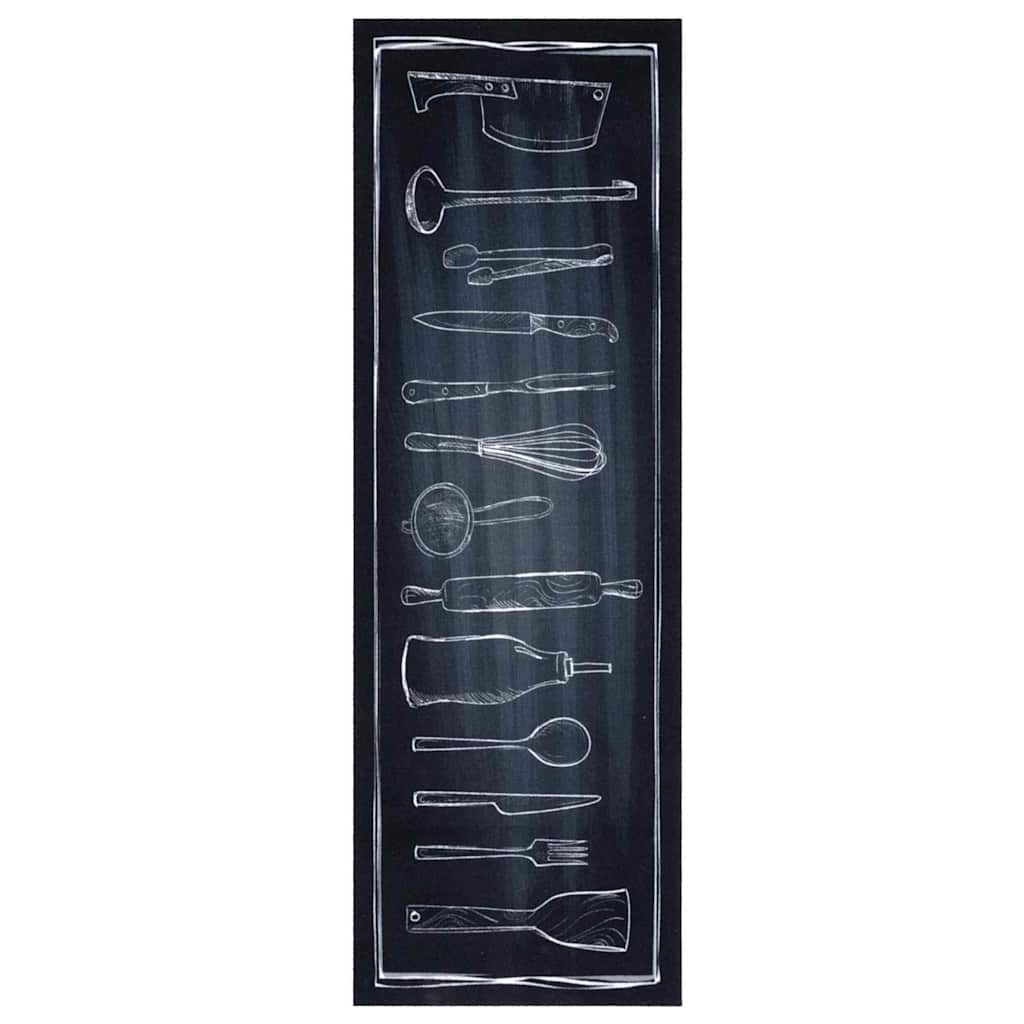 Küchen Teppich Schwarz 180 x 60 cm Samt