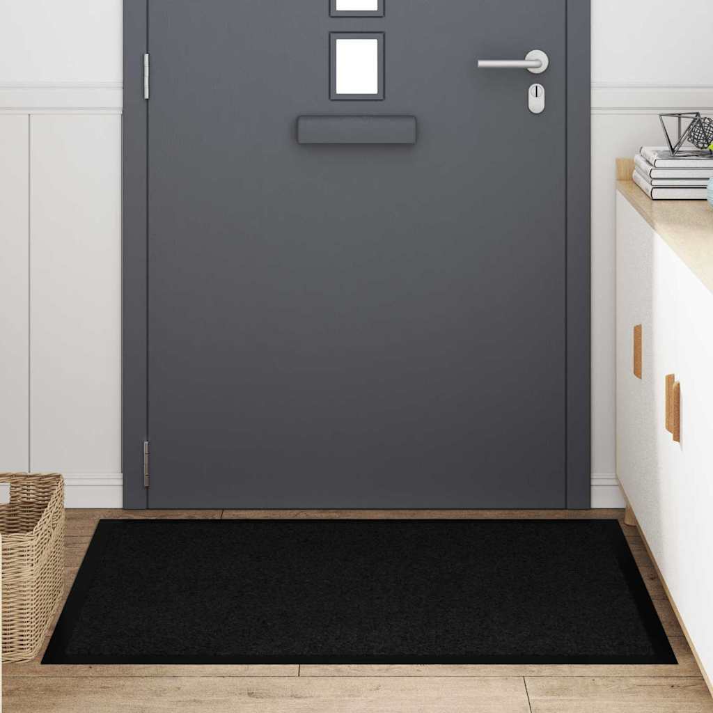Fußmatte Schwarz 120 x 80 x 1,2 cm Teddystoff
