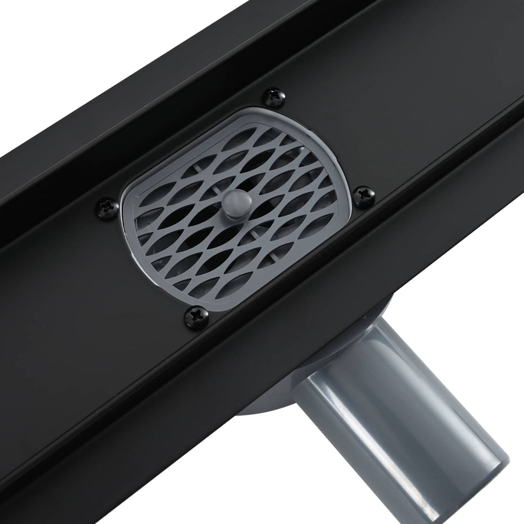 Duschablauf 2-in-1 mit 360° Siphon Schwarz 80 cm Edelstahl 304