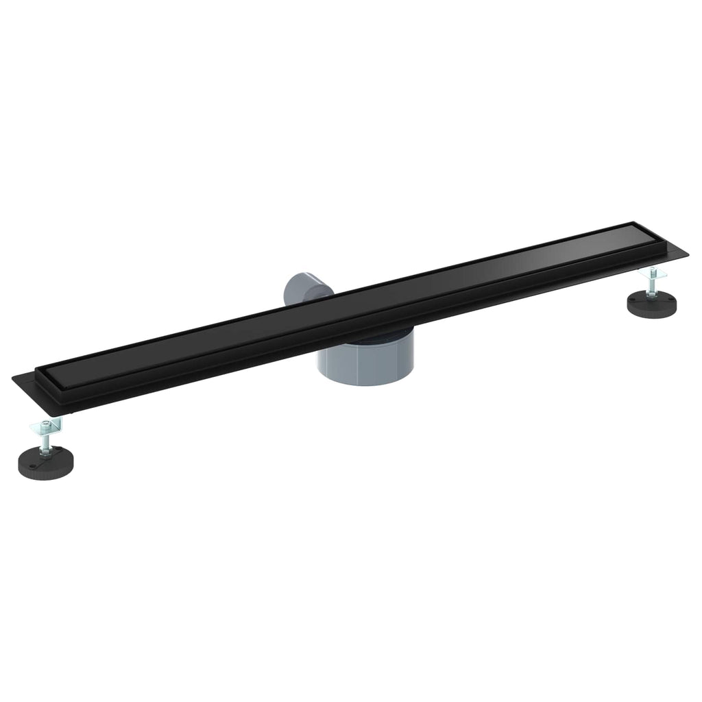 Duschablauf 2-in-1 mit 360° Siphon Schwarz 80 cm Edelstahl 304