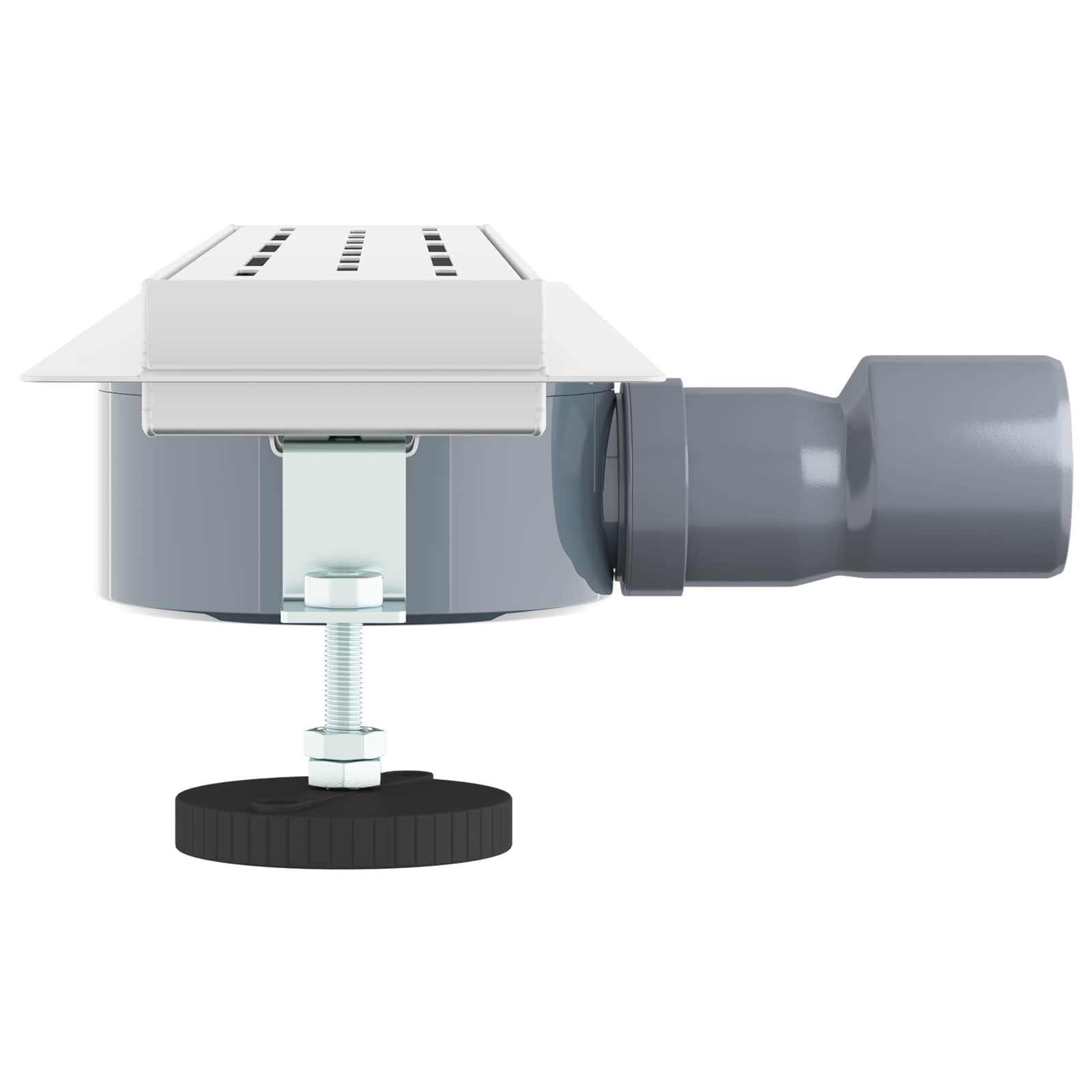 Duschabfluss mit Glashülle und 360° Siphon Silber 50 cm