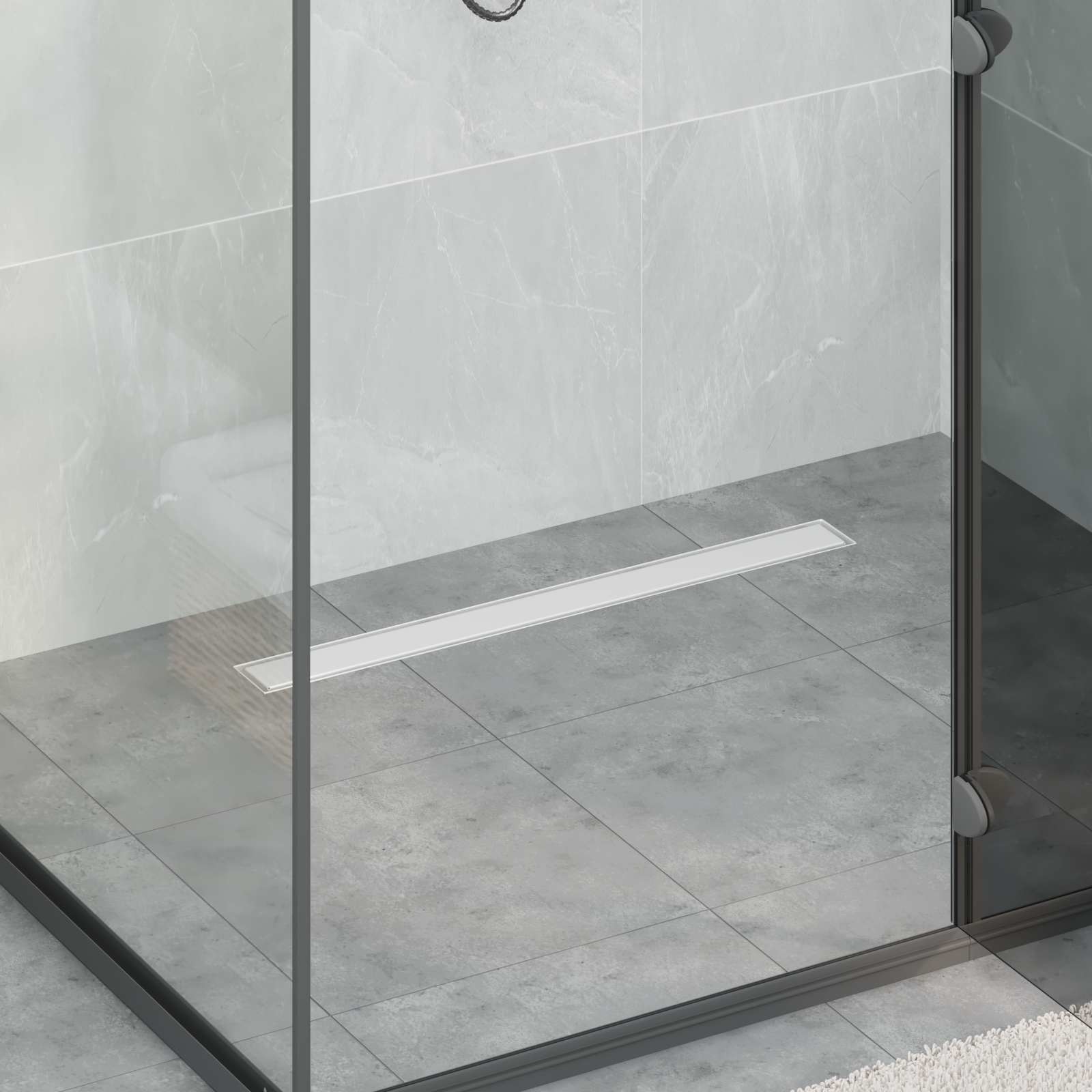 Duschablauf 2-in-1 mit 360° Siphon Silber 70 cm Edelstahl 304