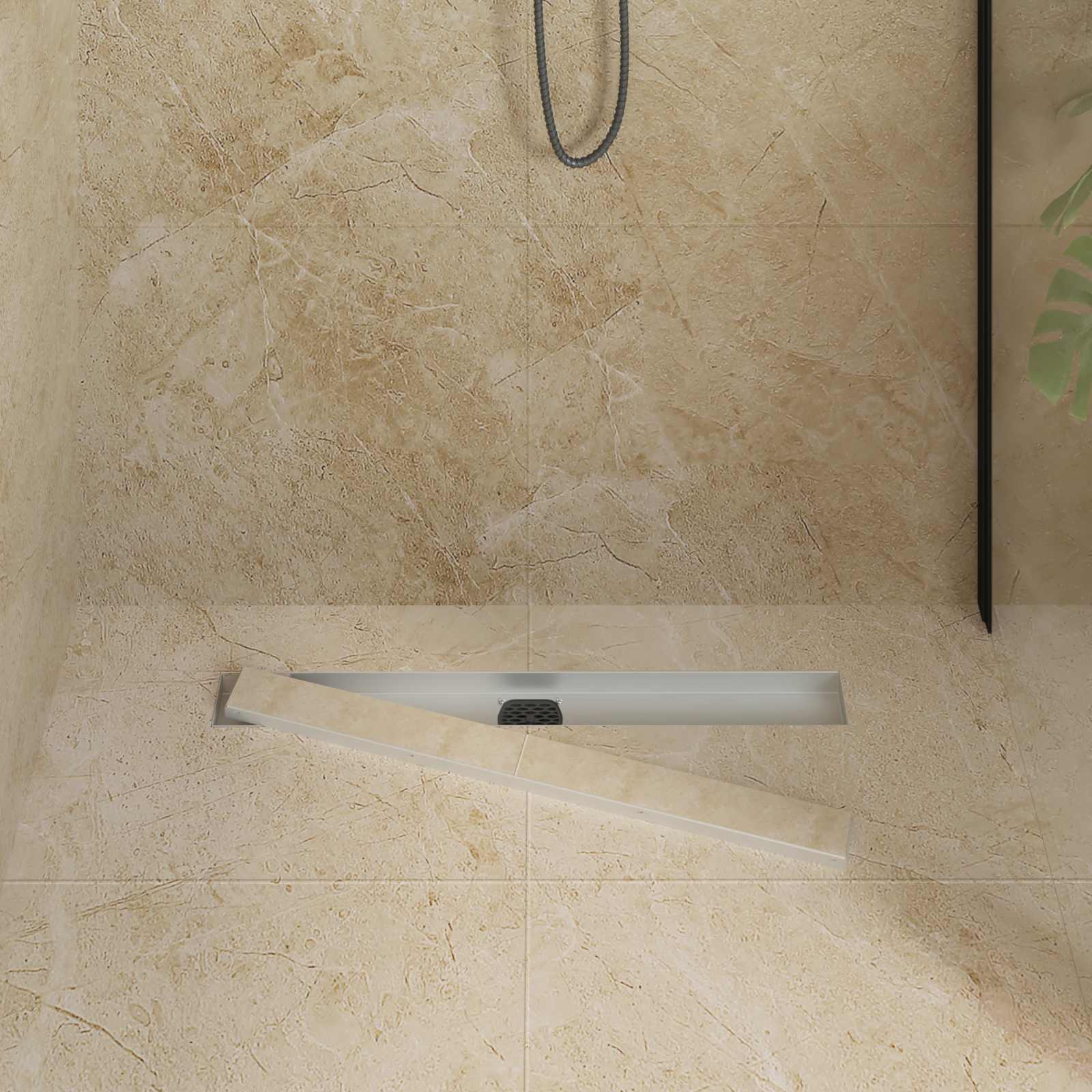 Duschablauf 2-in-1 mit 360° Siphon Silber 70 cm Edelstahl 304