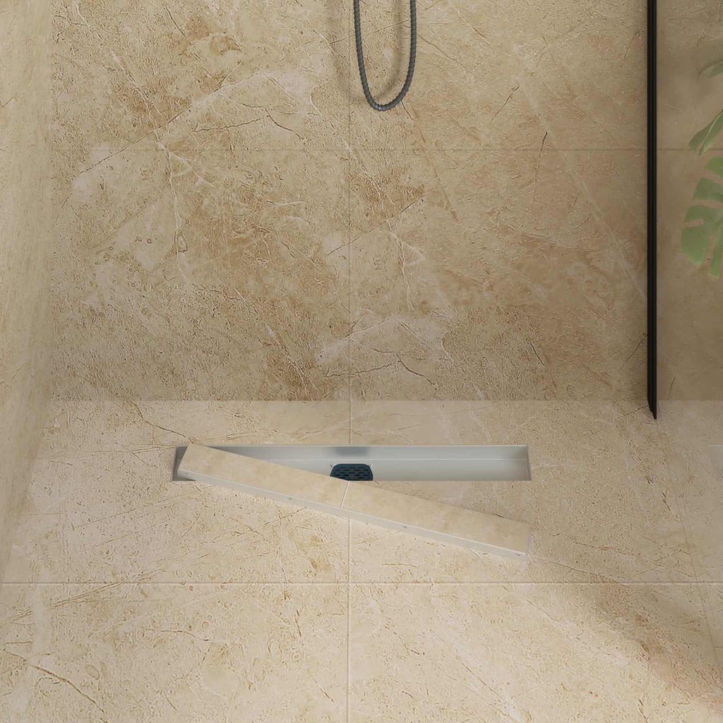 Duschablauf 2-in-1 mit 360° Siphon Silber 60 cm Edelstahl 304