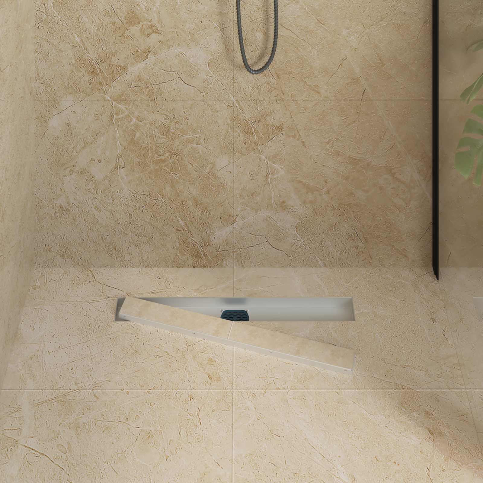 Duschablauf 2-in-1 mit 360° Siphon Silber 60 cm Edelstahl 304